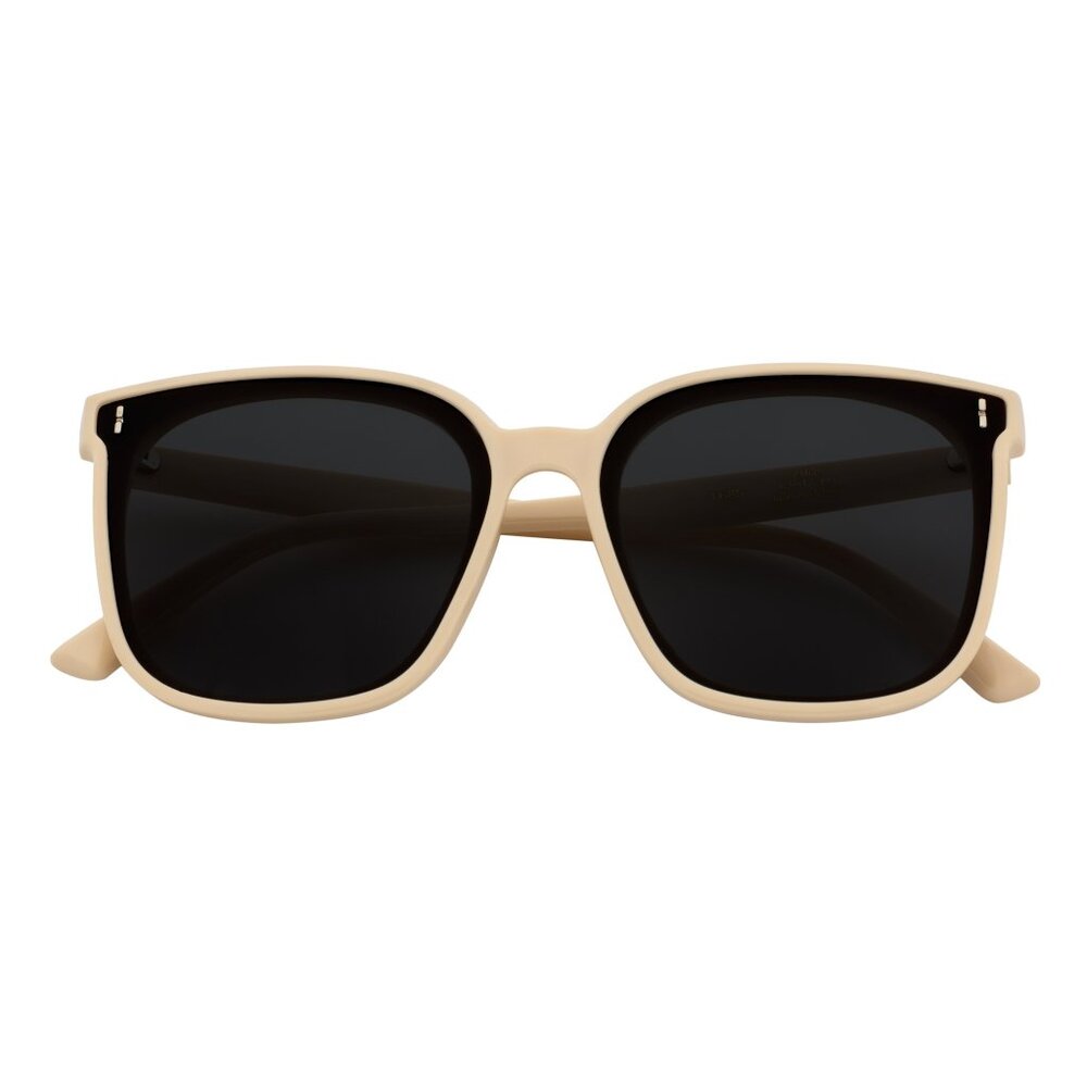 Polarized Womens Oversize Square Cat Eye Sunglasses Creme Smoke Tint